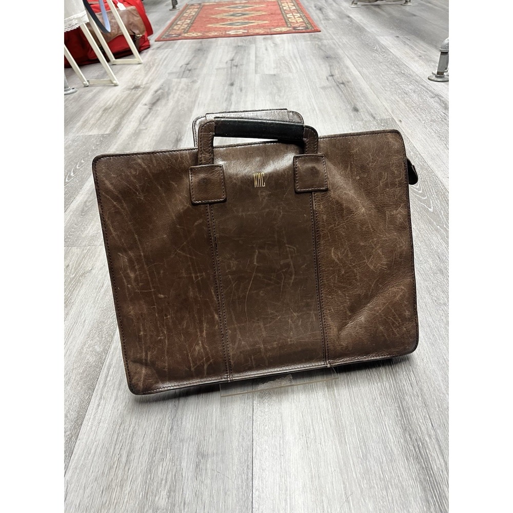 Vintage Mark Cross Brown Leather Portfolio Zippered Bag Briefcase Bag